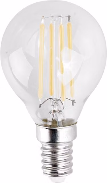ValueLights 2 Pack E14 Clear Glass Golfball LED Bulbs, 4W Cool White 6500K, 400lm