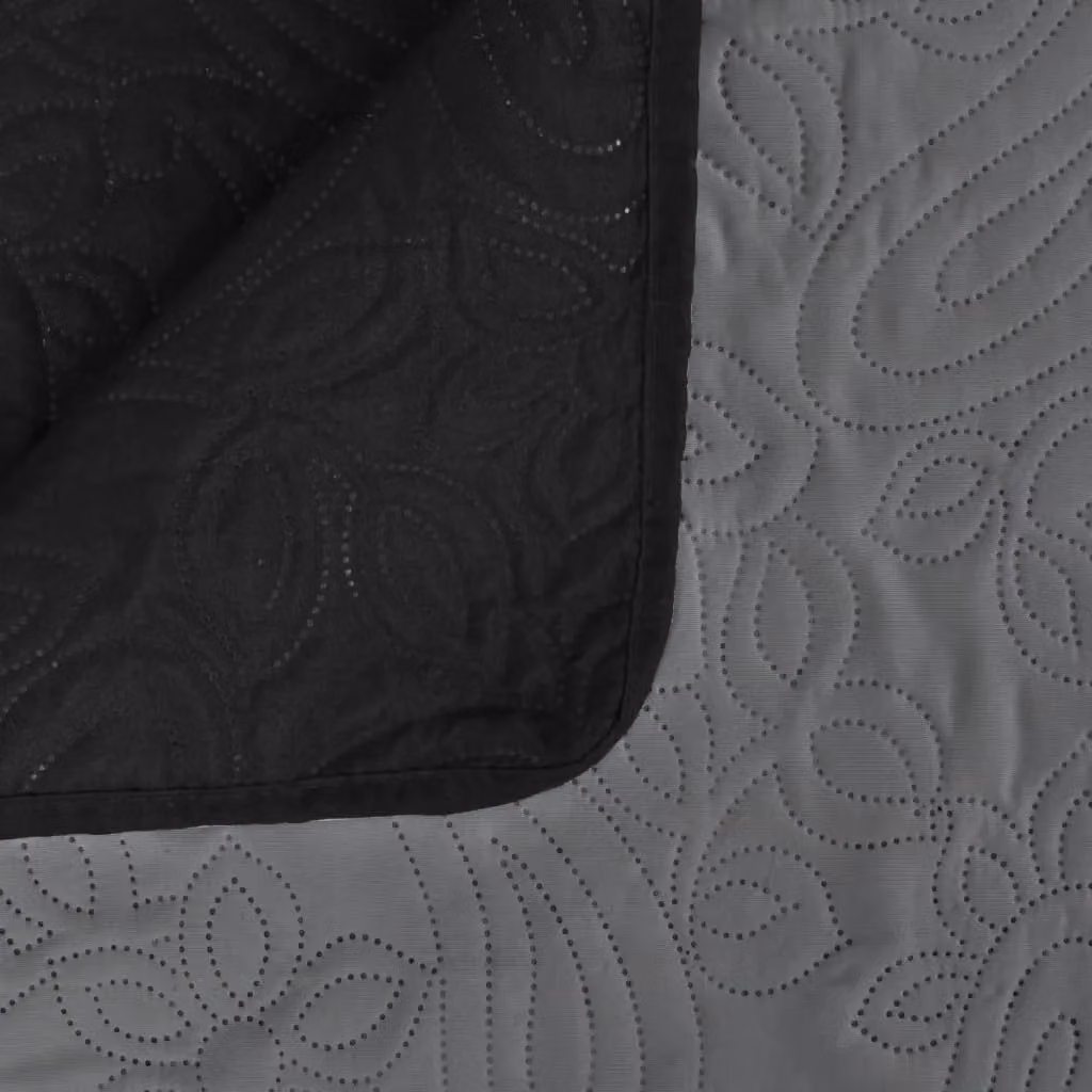 Berkfield Home Reversible Quilted Microfibre Bedspread in Grey and Black, W: 230 cm, D: 260 cm – 4