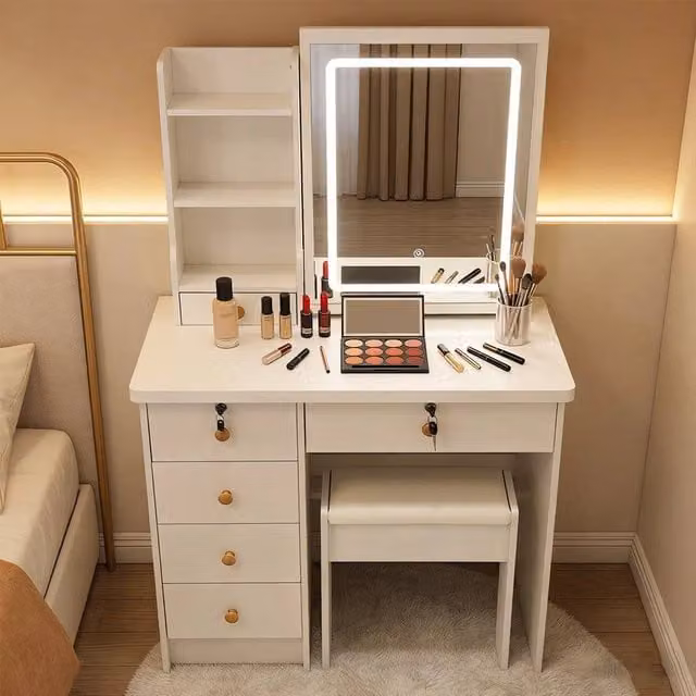 SPETLEK White Hollywood LED Dressing Table