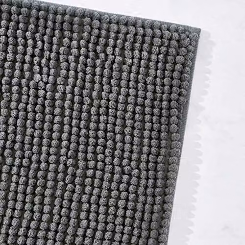 OHS Grey Chenille Noodle Bath Mat, Non-Slip and Washable, W/D/H: 45 x 75 cm – 4