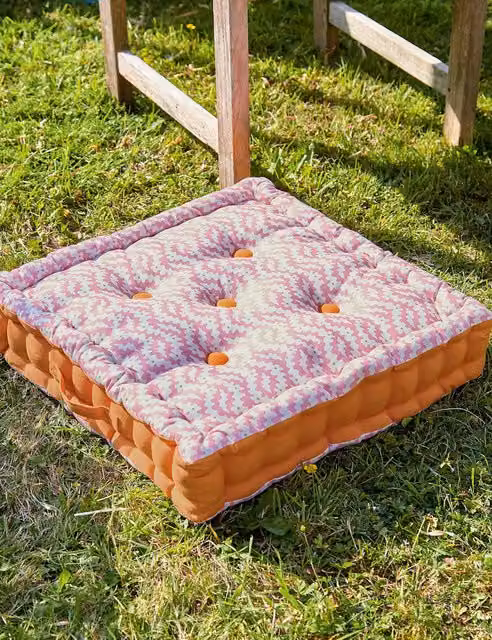 LAND & SHORE Pink Mix Patterned Pure Cotton Square Outdoor Cushion with Stain Repellent Finish