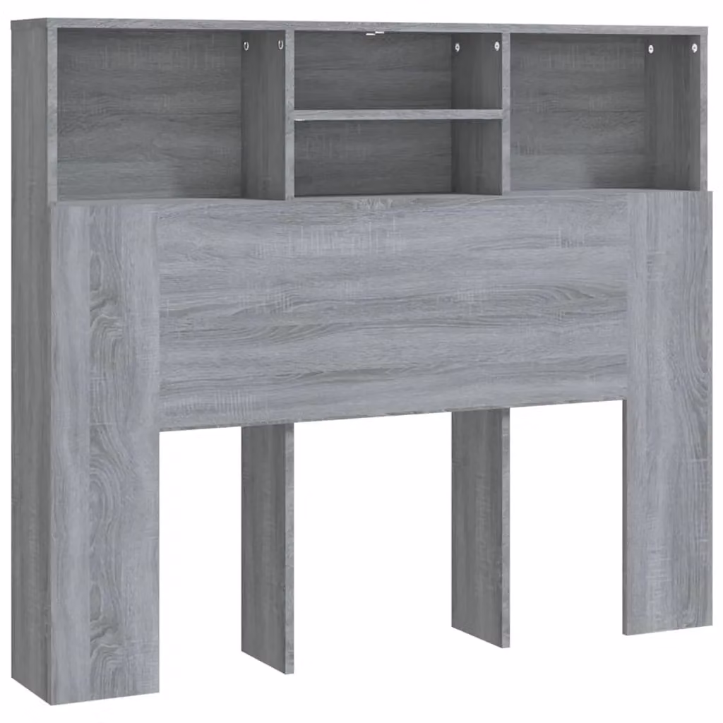 Berkfield Home Modern Wall-Mounted Headboard Cabinet with Integrated Shelf, Grey, W: 120 cm, D: 19 cm, H: 103.5 cm – 2
