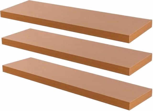 Harbour Housewares Set of 6 Brown Floating Wall Shelves for Storage and Display, W: 80 cm – 1