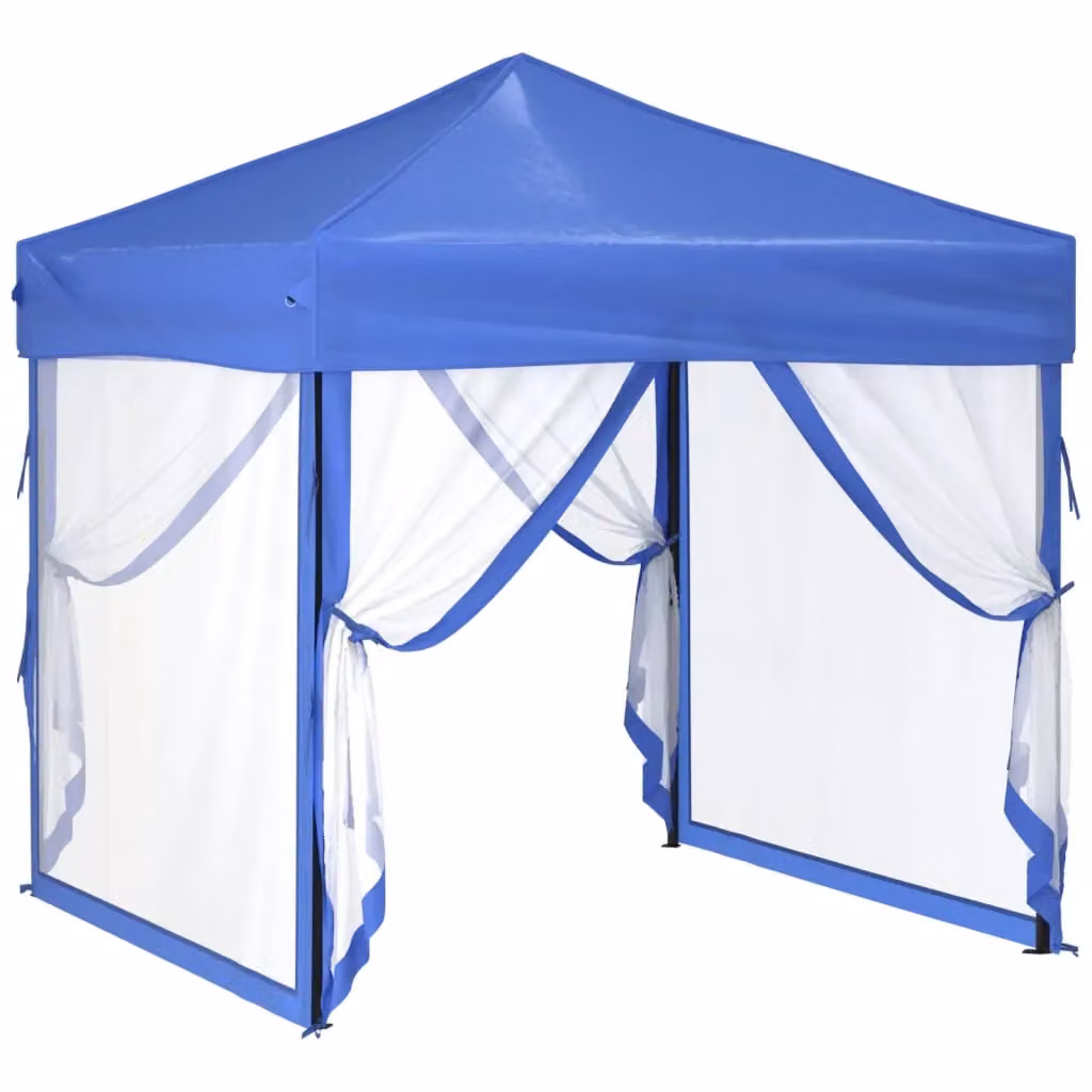 Berkfield Home Folding Party Tent with Sidewalls in Blue and Silver, 2 x 2 m – 2