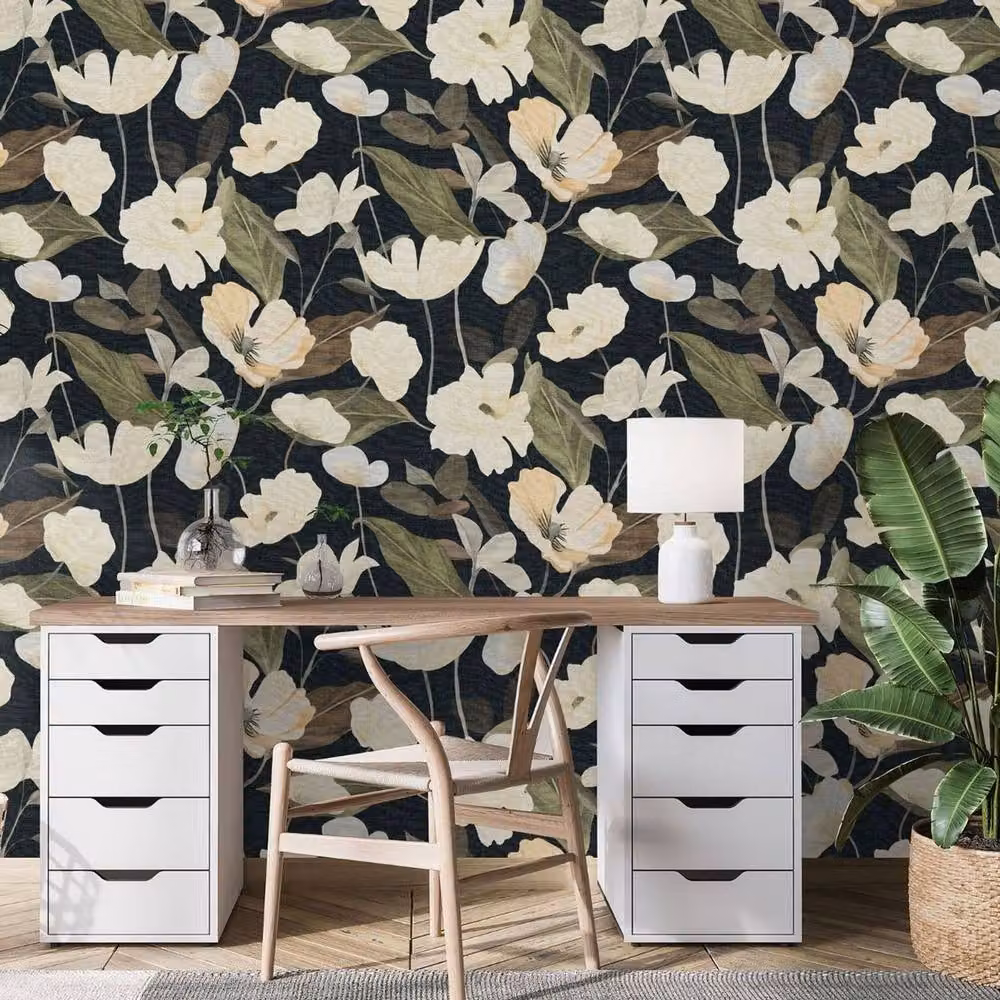 Erismann Fairy Blossom Floral Vinyl Wallpaper in Black – 2