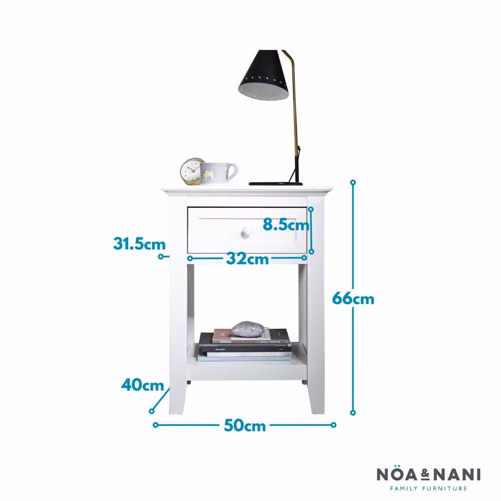 Nöa and Nani Torsby Bedside Table with Drawer in White Pine Wood – 2