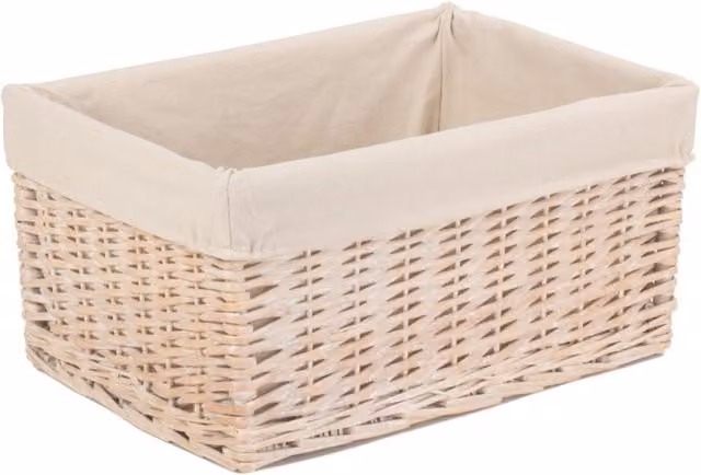 Red Hamper Wicker Storage Basket with White Cotton Lining