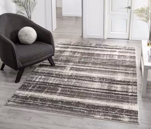 Desire Rugs Eleanor Abstract Modern Rectangular Living Room Area Rug, Grey, W: 80 cm, L: 150 cm – 1