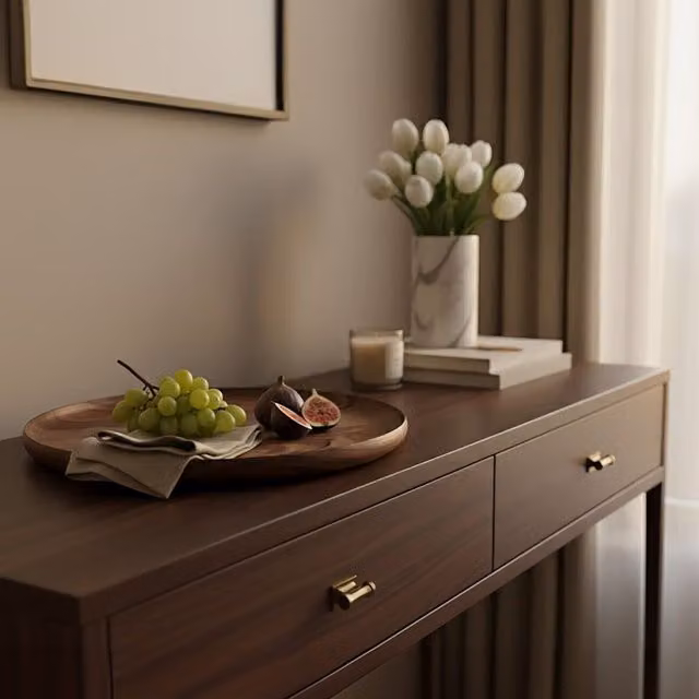Orsina Rosi Round Brown Sheesham Wood Serving Platter, Diameter: 25 cm
