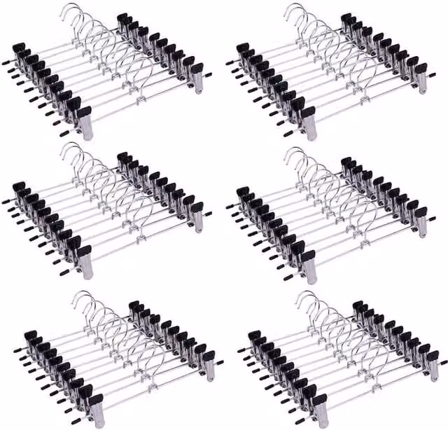 VOGREX 60-Piece Silver Metal Clothes Hangers with Non-Slip Clips – 1