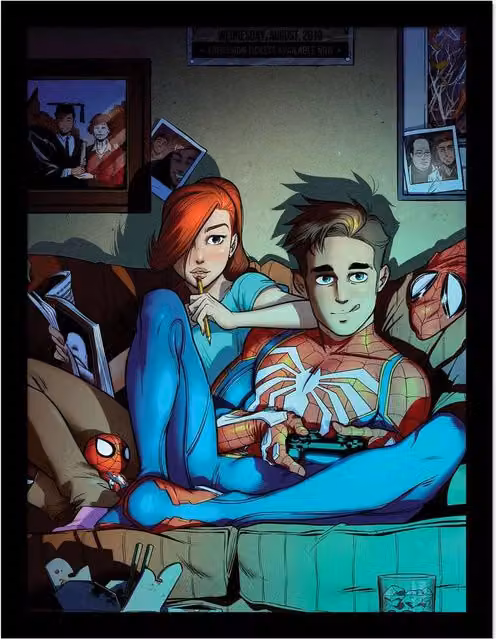 Spider-Man Peter and Mary Multicolour Framed Paper Poster – 1