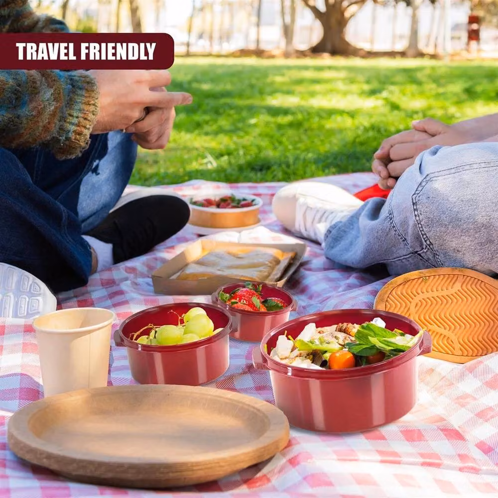 FLAVORA Set of 3 Nesting Plastic Bowls with Vented Snap Lids in Multicolour and Red – 2