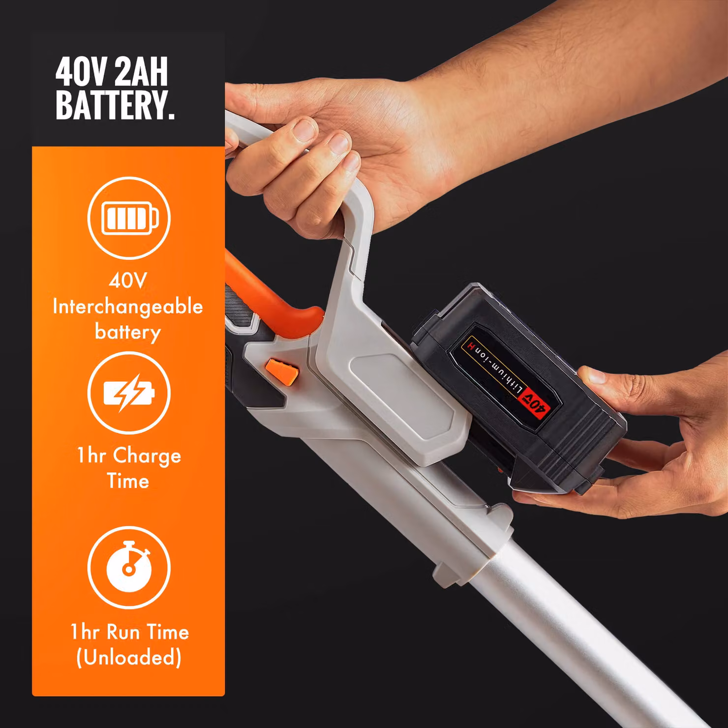 VonHaus 40V Cordless Pole Chainsaw in Grey with Rechargeable Battery – 4