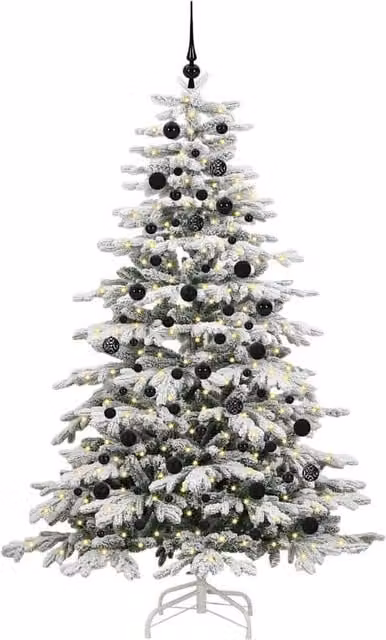Berkfield Home Elegant White Artificial Hinged Christmas Tree, Height: 210 cm