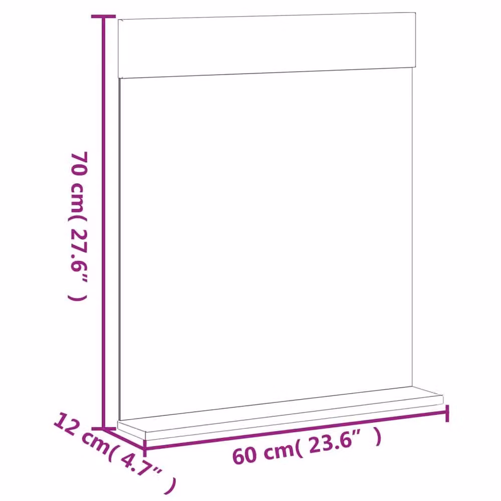 Berkfield Home BERG Black Bathroom Mirror with Shelf in Solid Pine Wood, W/D/H: 60 x 12 x 70 cm – 4