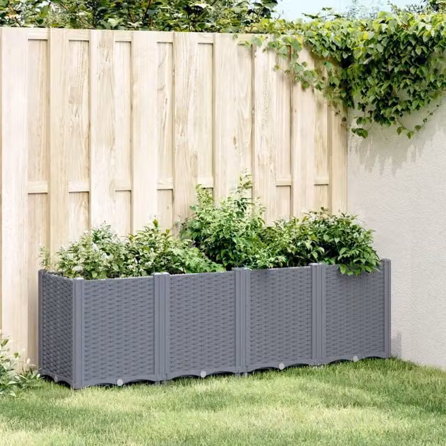 Berkfield Home Garden Planter in Blue and Grey, W/D/H: 160 x 40 x 53 cm
