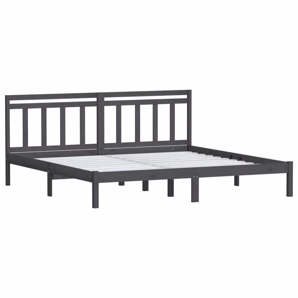 Berkfield Home Grey Solid Pine Wood Bed Frame W/D/H: 200 x 200 cm – 3
