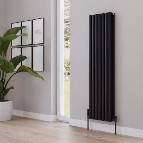 UK Radiators Omeara Black Elliptical Tube Vertical Designer Radiator, H 140 cm x W 40.6 cm – 3