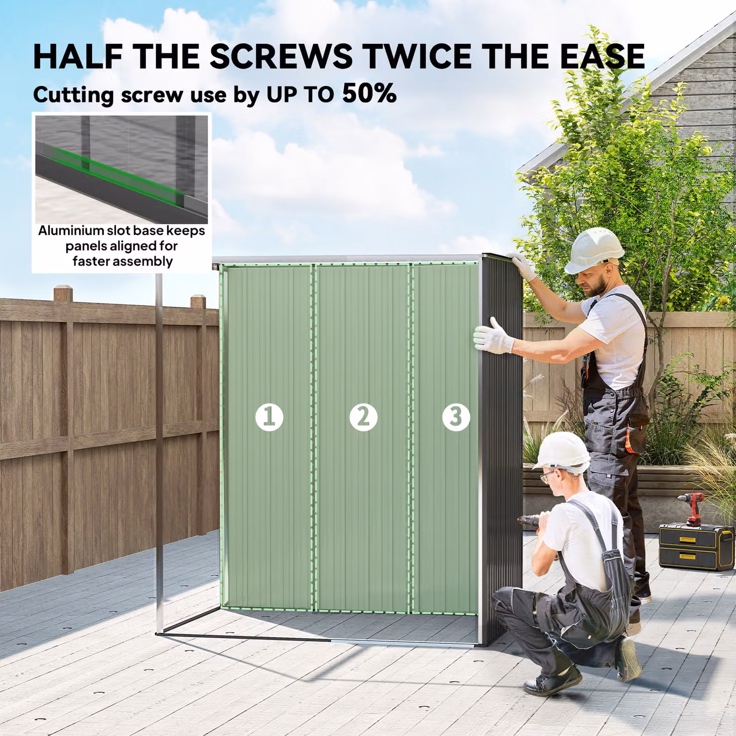 Outsunny Metal Garden Storage Shed in Dark Grey, Waterproof Pent Style Outdoor Lean-to Shed with Sliding Doors and Side Vent – 3