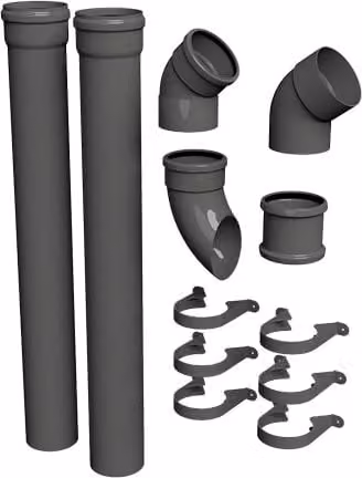 FloPlast 110mm Industrial/Xtraflo Swan Neck Downpipe Kit in Grey