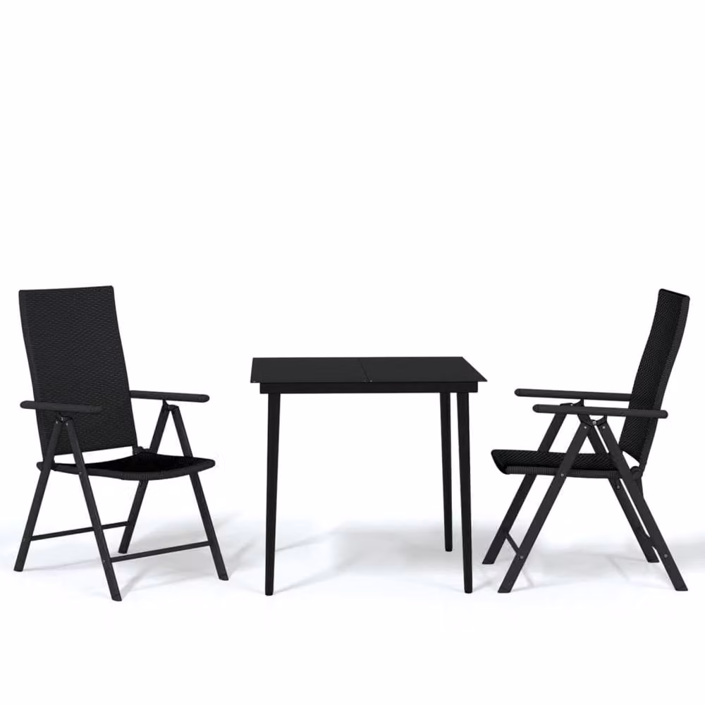 Berkfield Home Decorative 3 Piece Modern Garden Dining Set in Black – 2