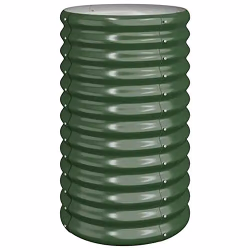 vidaXL Steel Garden Planter Tub, Green, W/D/H: 40 x 40 x 68 cm