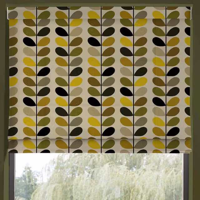 Orla Kiely Multi Stem Made to Measure Blackout Roman Blind in Yellow and Multicolour