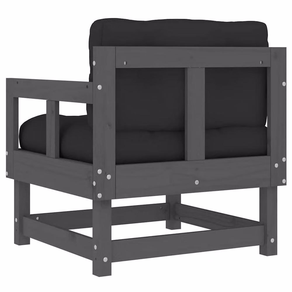 Berkfield Home Beautiful Garden Chairs with Cushions, Set of 2, Grey Solid Pine Wood – 5