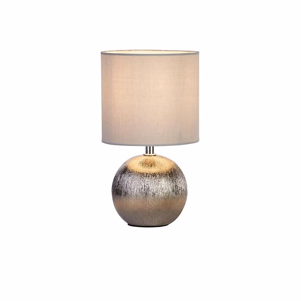 Lighting Collection Silver Ball Table Lamp in Ceramic and Metal with LED Support – 2