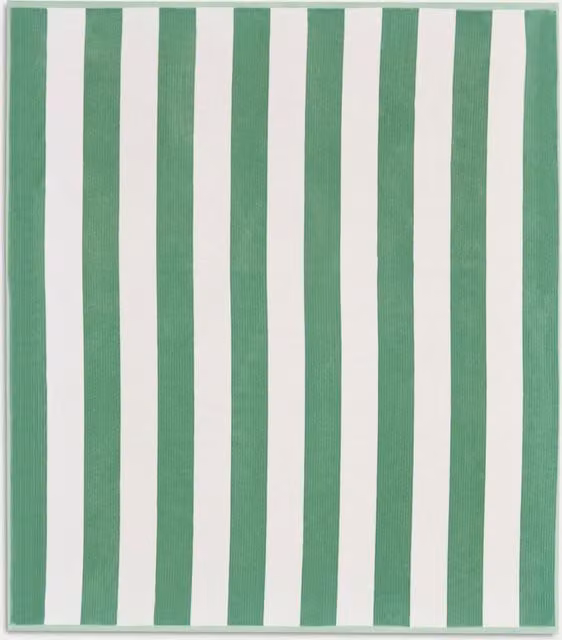 M&S Striped Pure Cotton Extra Large Beach Towel in Green