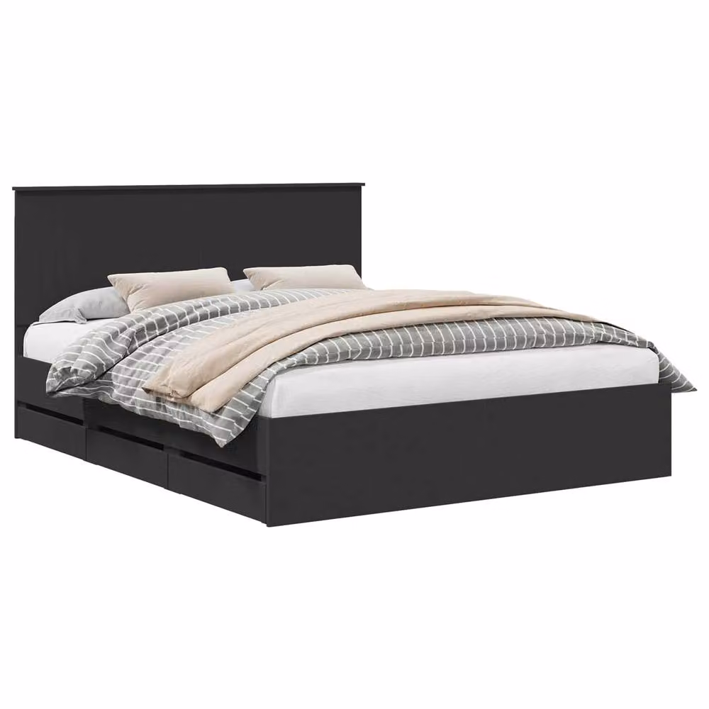 Berkfield Home Modern Bed Frame with Drawers in Black, Engineered Wood, 160 x 200 cm – 2