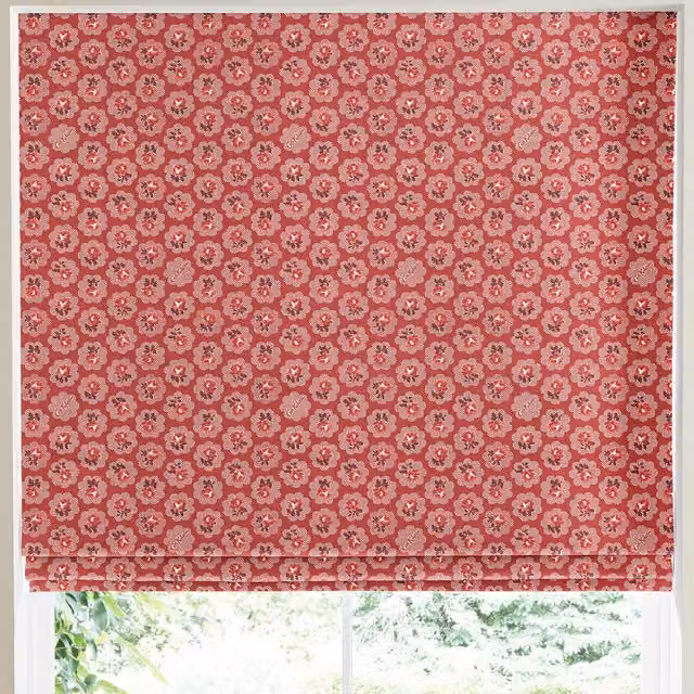 Cath Kidston Freston Rose Made to Measure Blackout Roman Blind in Red Floral Design