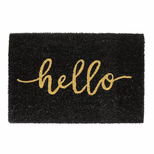 Nicola Spring Hello Black Coir Door Mats, Pack of 2, W/D: 60 x 40 cm – 4