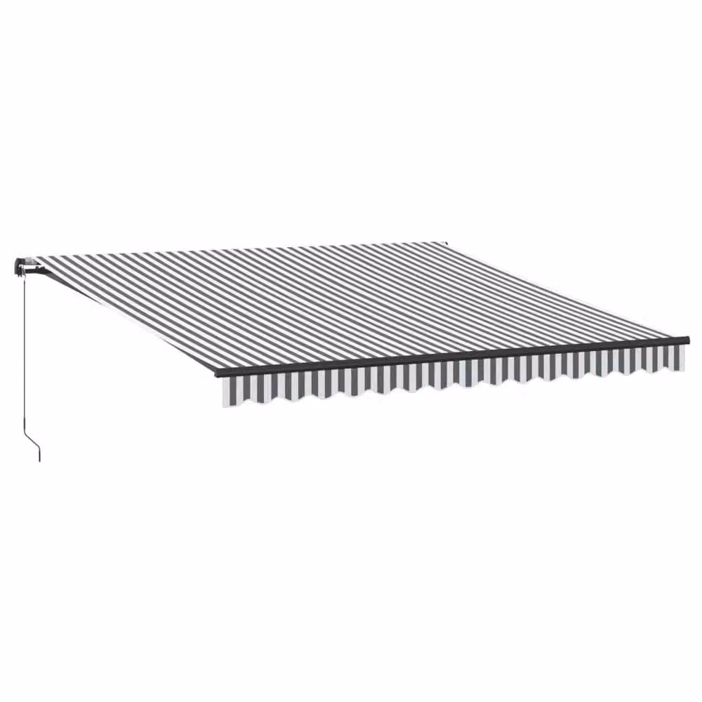 Berkfield Home Manual Retractable Aluminium Awning with LEDs, Anthracite and White, W: 400 cm, D: 350 cm – 2