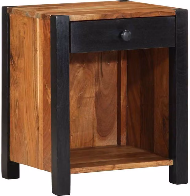 Berkfield Home Modern Acacia Wood Bedside Cabinet, Brown, W/D/H: 40 x 35 x 50 cm