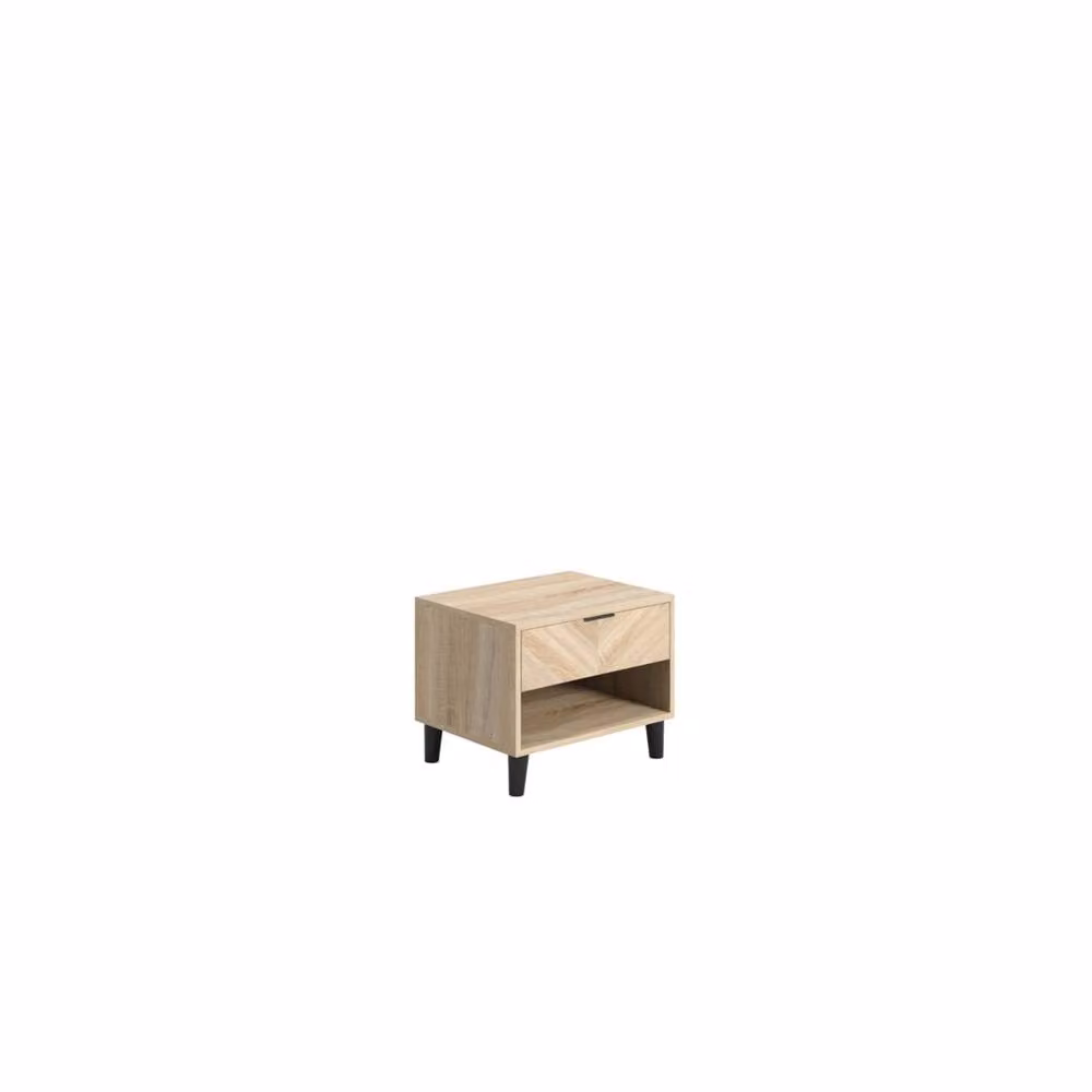 Wyld Haus Skerries Chevron 1 Drawer Bedside Cabinet in Natural Sonoma Oak, W/D/H: 39 x 40 x 50 cm – 2