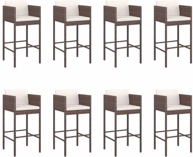 Berkfield Home Beautiful 9 Piece Brown Poly Rattan Garden Bar Set with Cushions
