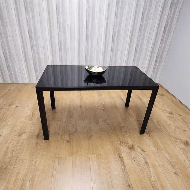 KOSY KOALA Modern Rectangular Black Glossy Glass Dining Table for 6 Seats, W/D/H: 180 x 70 x 75 cm