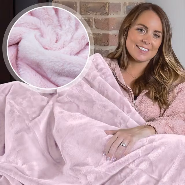 Dreamcatcher Pink Faux Fur Fleece Throw Blanket