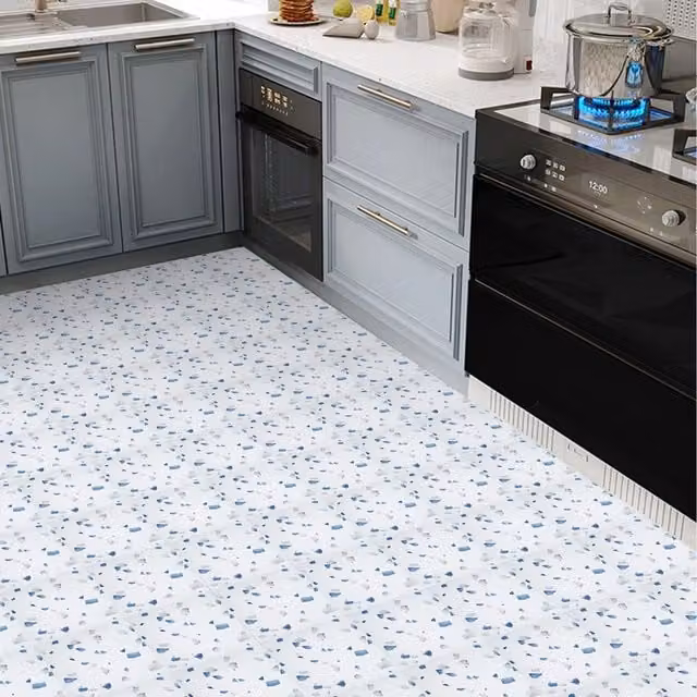 Lifeideas 10 Piece Self Adhesive White Floral PVC Flooring Tiles Set