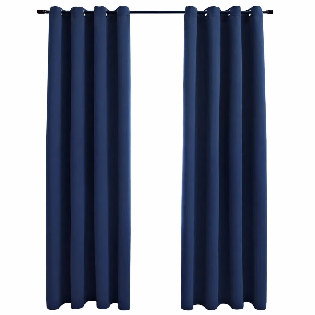 Berkfield Home Blue Blackout Curtains with Eyelets, 2 Pack, W: 140 cm, H: 245 cm – 2