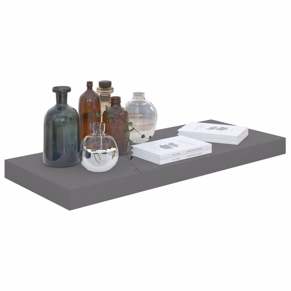 Berkfield Home Floating Wall Shelf in High Gloss Grey, W: 60 cm, D: 23.5 cm, H: 3.8 cm – 2