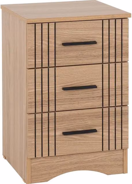FORGEVIO Modern 3 Drawer Bedside Chest in Brown Natural Oak Effect – 1