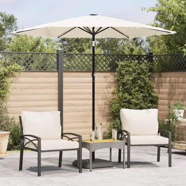 Berkfield Home Garden Parasol with Steel Pole, White, W/D/H: 223 x 223 x 213 cm