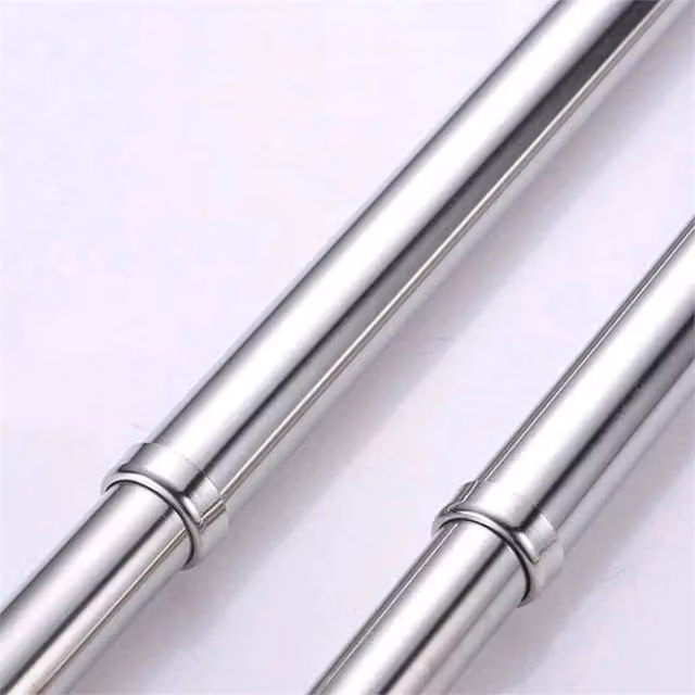 SPETLEK Adjustable Extendable Clothes Rail Wardrobe Rod in Metallic Silver, Width: 68-120 cm