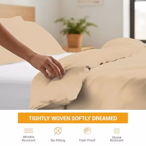 Pamposh 400 Thread Count Egyptian Cotton Single Duvet Cover Set, Beige, W: 135 cm, L: 200 cm – 2
