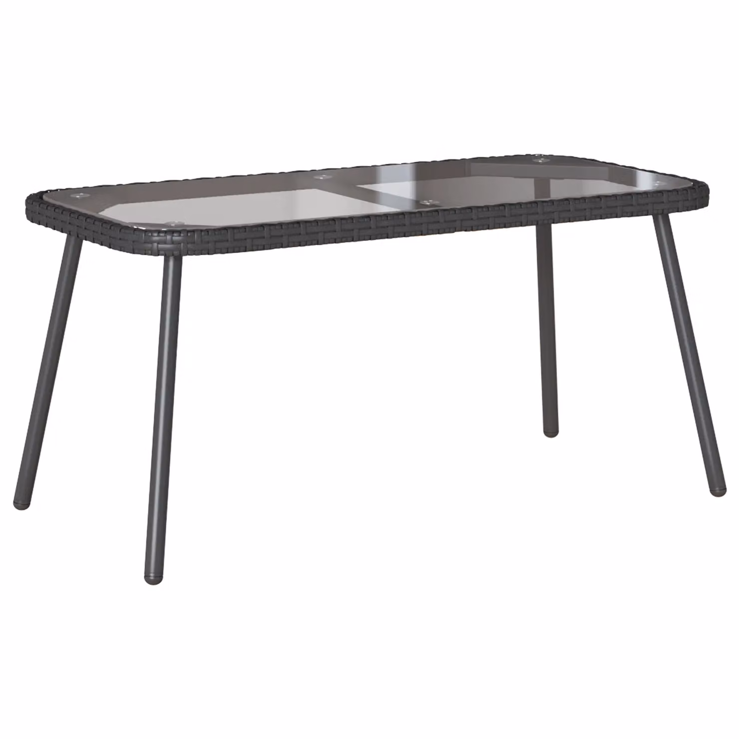 Berkfield Home Modern Black Poly Rattan Coffee Table with Glass Top, W/D/H: 90 x 45 x 43 cm – 2