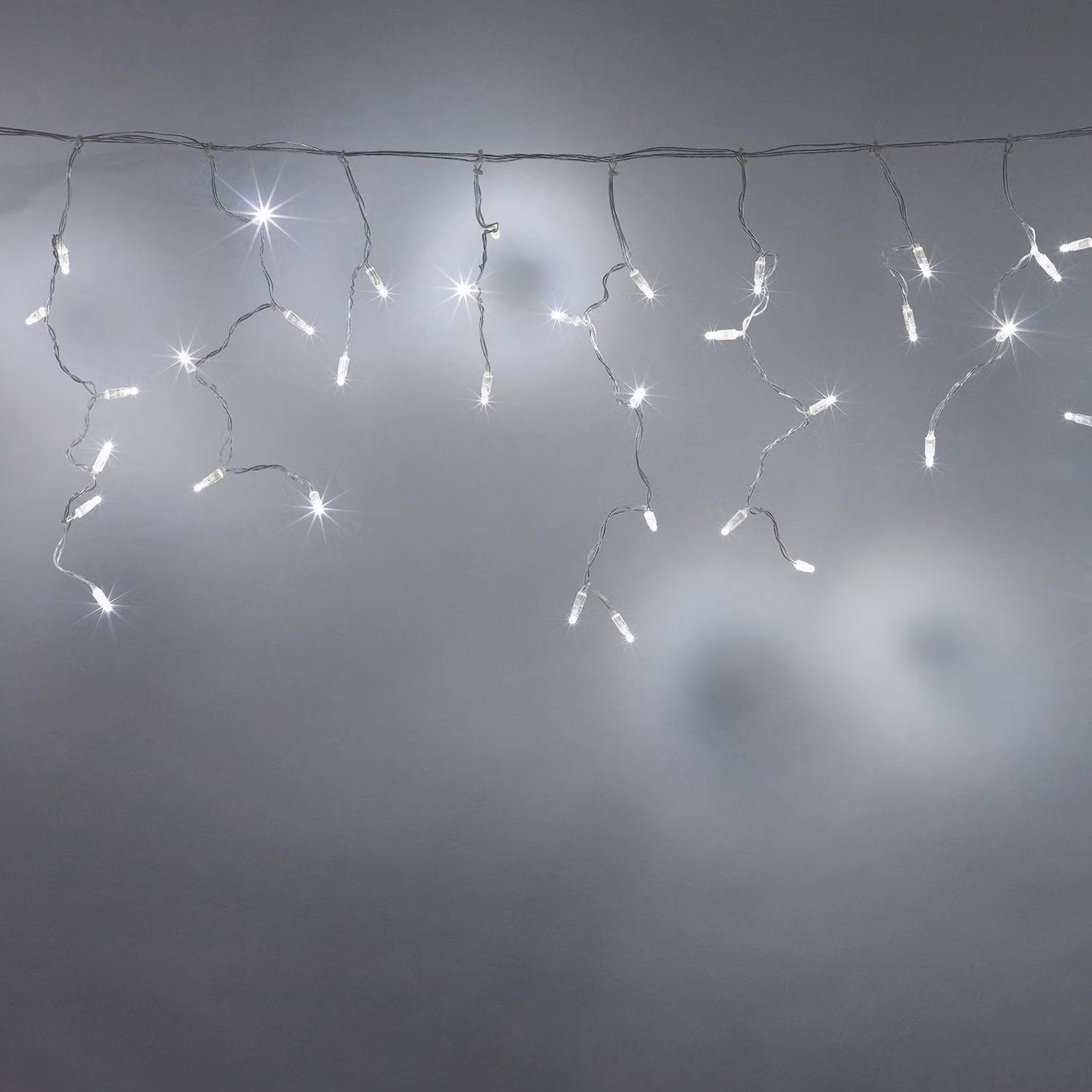 Core Connect 256 White LED Connectable Icicle Christmas Lights with Clear Cable, 8m