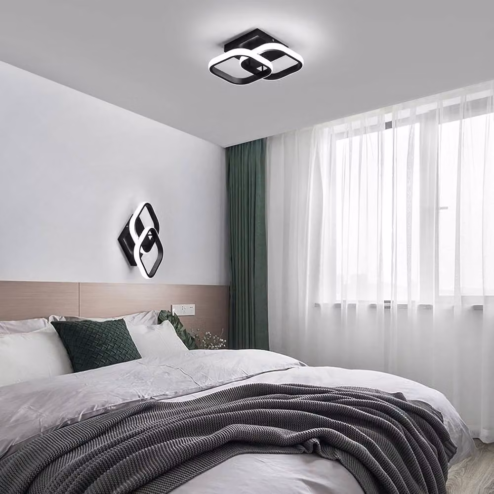 Goeco Modern Square LED Ceiling Light, 22 W, 6500 K Cool White, Black – 3