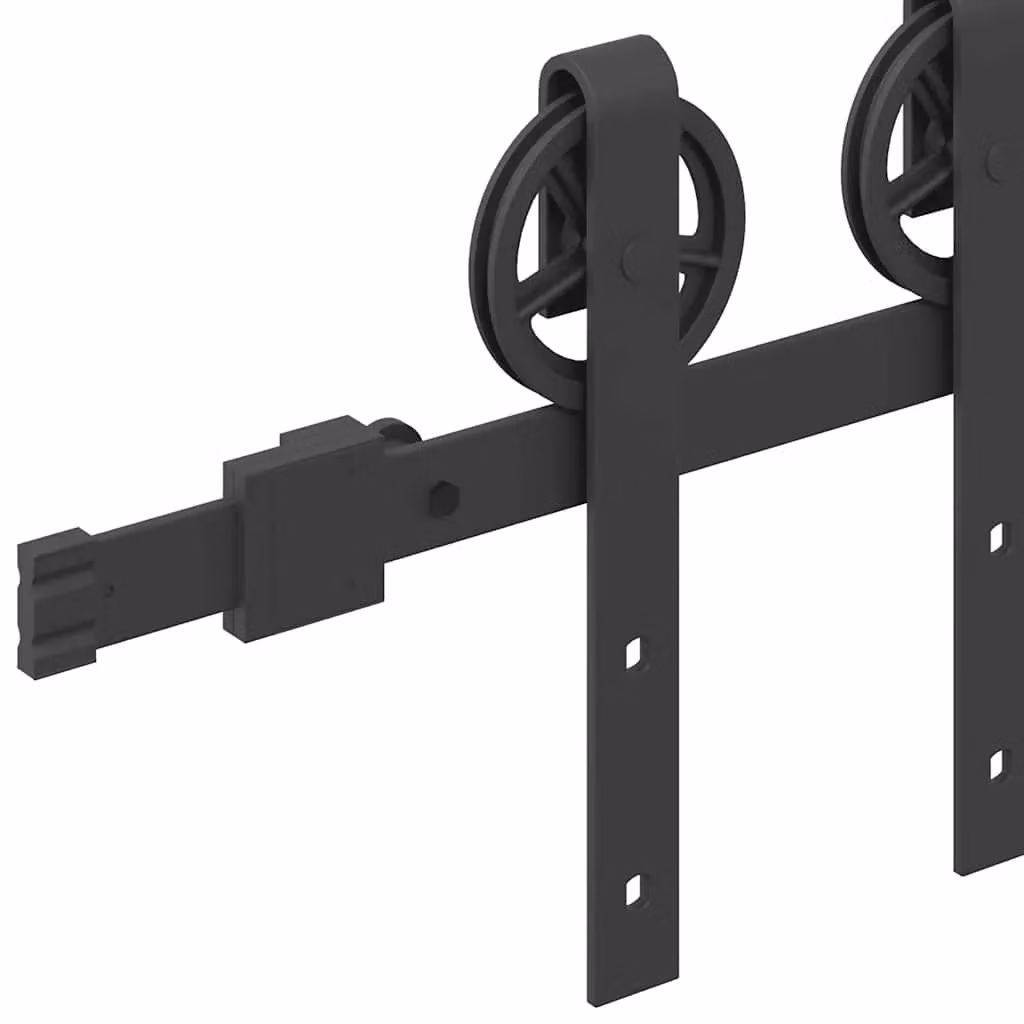 Berkfield Home Sliding Door Hardware Kit, Matt Black Steel, 183 cm – 2